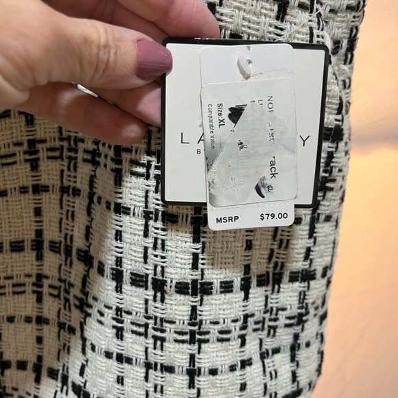 Laundry by Shelli Segal Textured Tweed Mini Skirt Black White XL - Picture 6 of 11
